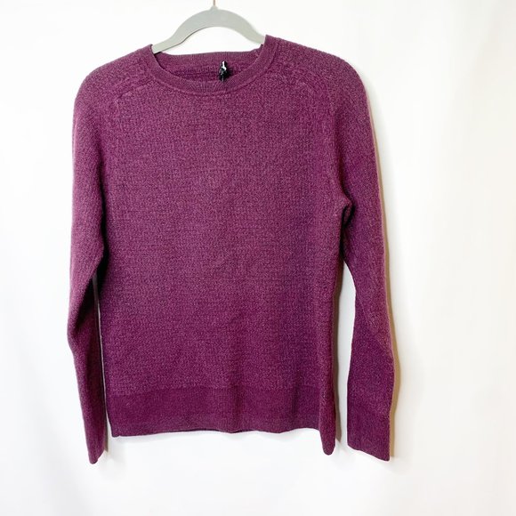 Theory Sweaters - Theory Womens Purple Knit Crew Neck Long Sleeve Pullover Sweater Size Large